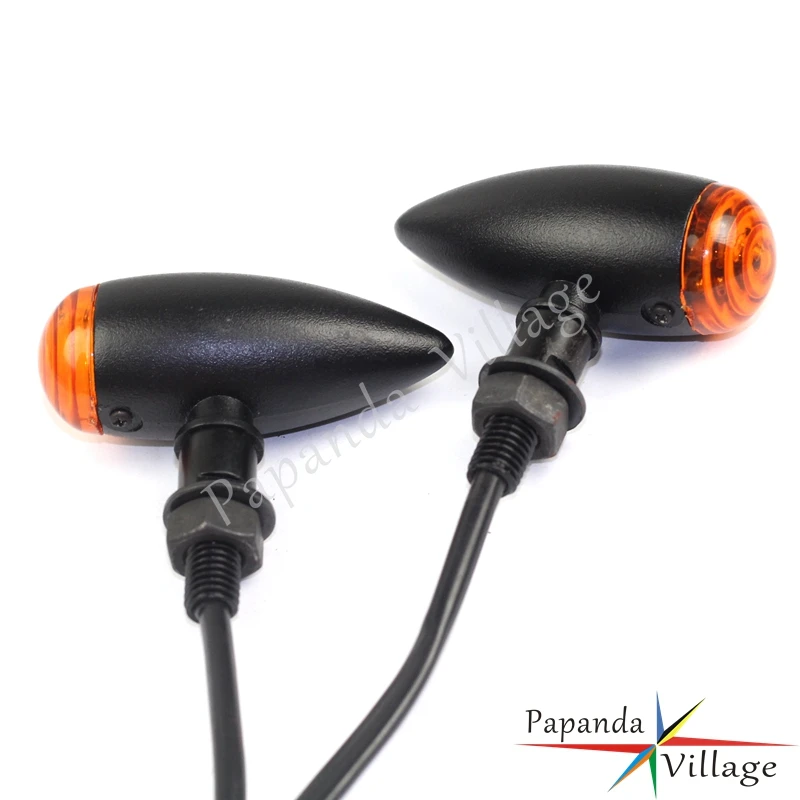 Universal Black Motorbike 12V LED Turn Signal Light Indicators Flasher Blinker Amber for Harley Custom Softail Cafe Racer |
