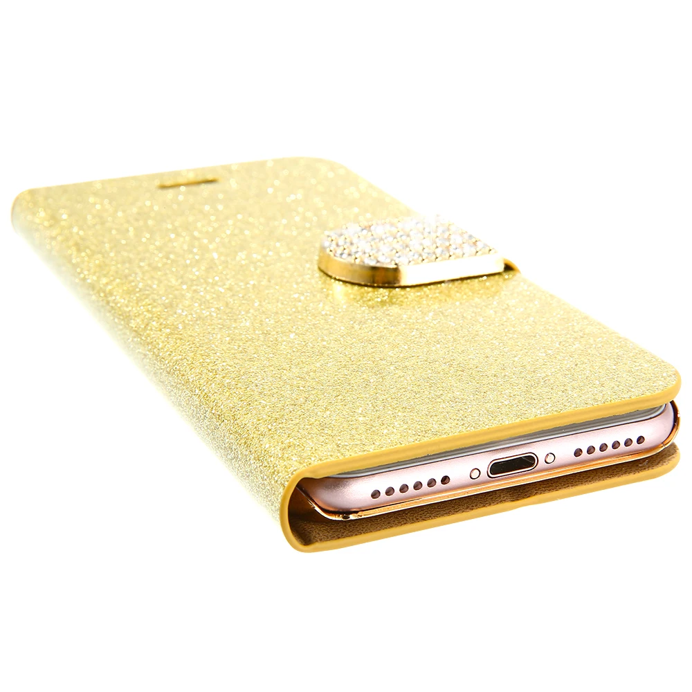 DOEES Shiny Girl Bling Phone Case For iPhone 6 6S 7 8 X Plus Rhinestone Leather Wallet Stand Flip Cover iPhoneX 5 5S SE |