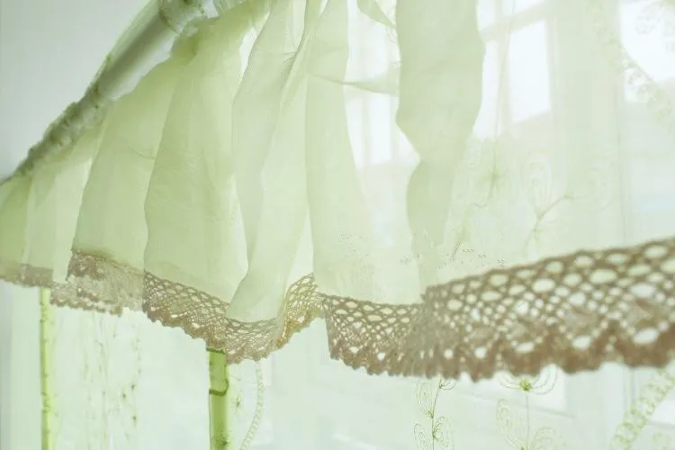 Бесплатная доставка! 1 Панель зеленого цвета с двойным кружевом Шторы топ