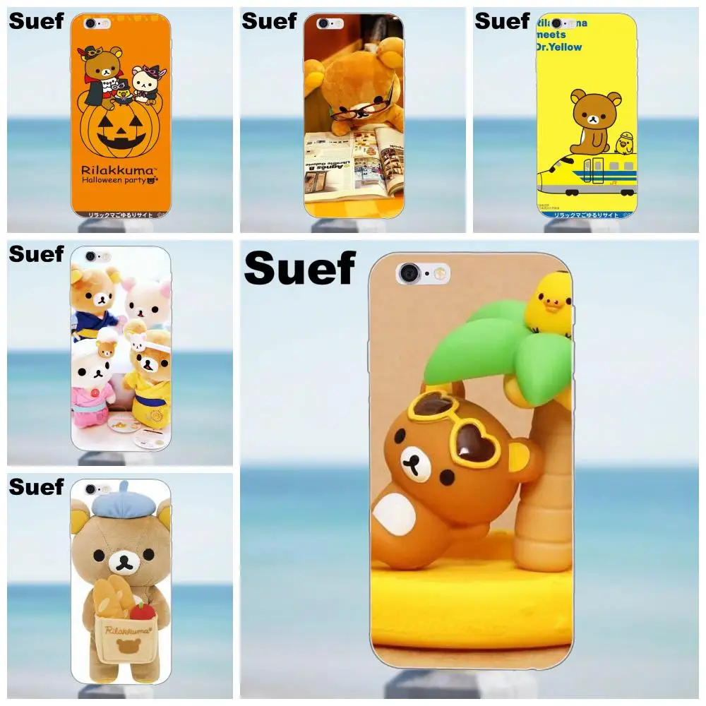 Новые милые мягкие чехлы с медведем Rilakkuma для iPhone X 4 4S 5 5S 5C SE 6 6S 7 8 Plus Samsung Galaxy A3 A5 J1 J3