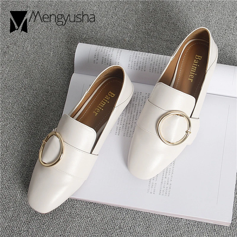 Туфли женские кожаные без застежки круглые лоферы удобная обувь для вождения