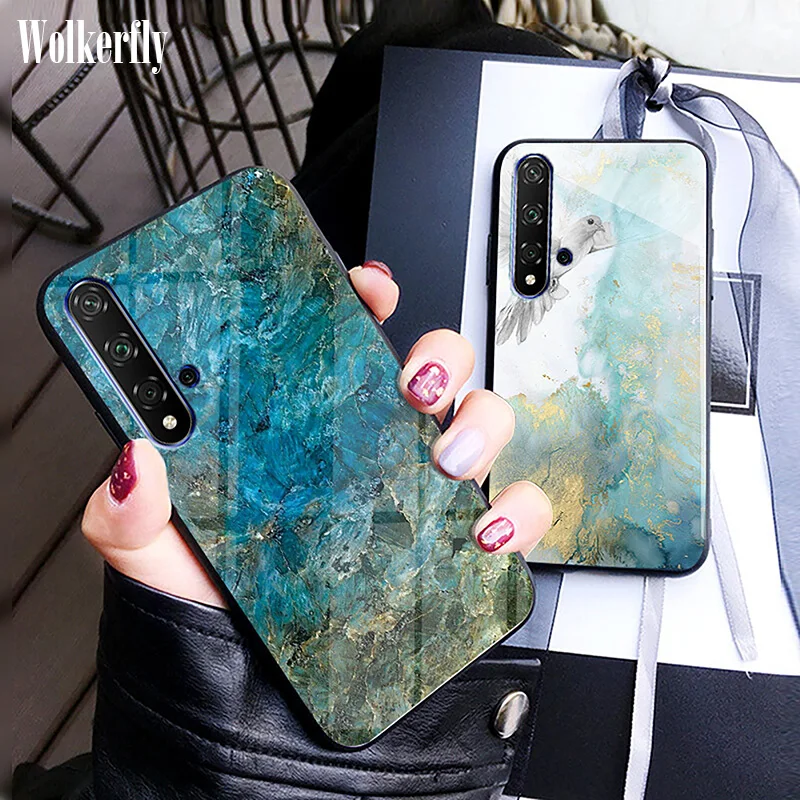 Красочные Мрамор Стекло чехол для huawei Коврики 20 P20 P30 Lite Pro P Smart Y5 Y6 Y7 Y9 Honor 20 10i 8 S 8X 8C 8A Nova 5 5i чехол