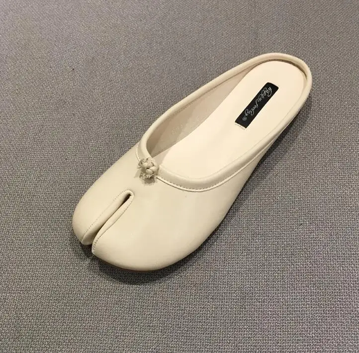 slippers Cowleather Trotters toe туфли без каблуков мюли женские летние лоферы в ретро-стиле японский ниндзя клип носком Дамы flipflops дизайнерские тапочки слайды - Цвет: slippers
