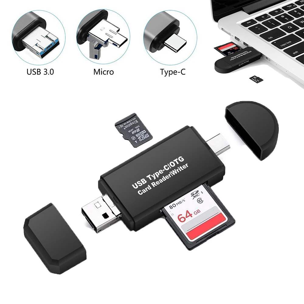 Для Apple Mac Тетрадь Тип c Тройная карточная для samsung S8 huawei SD/TF usb накопитель телефона