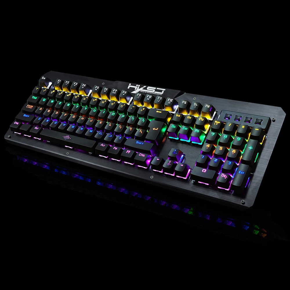 Профессиональная механическая клавиатура HXSJ 2600 для геймеров с 104 клавишами RGB