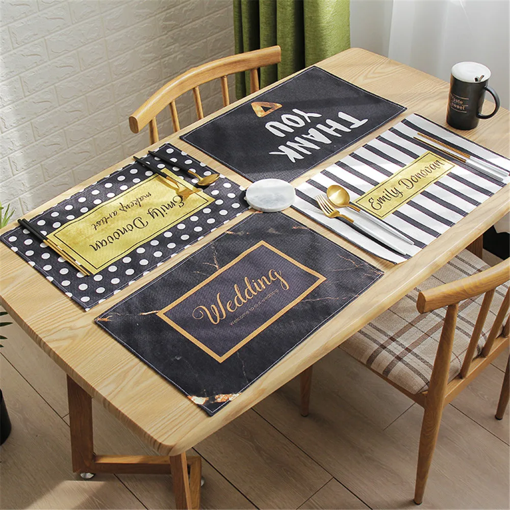 Креативный черный и белый цвет фотографический коврик для обеденного стола с