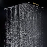 hotel bathroom 24 inch ceiling rain showerhead 304 stainless steel brushed square top shower panel large water bath
