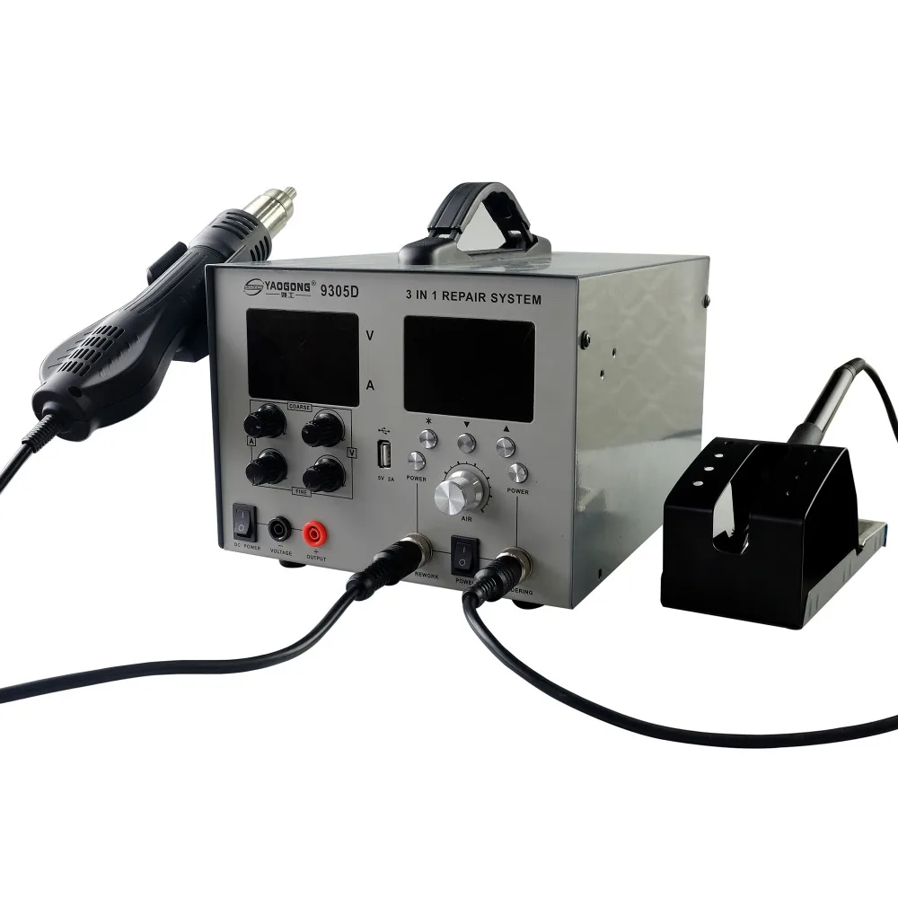 YAOGONG 9305D горячий воздух Бесщеточный 4 в 1 ESD безопасный жк-дисплей Автоматическая цифровая паяльная SMD паяльная станция