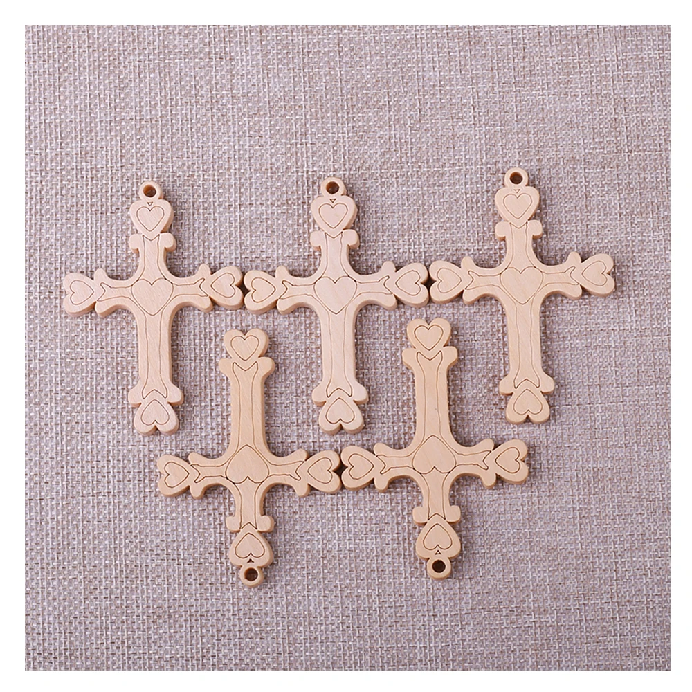 48*67 мм супер большой бежевый натуральный деревянный крест бусины с отверстием