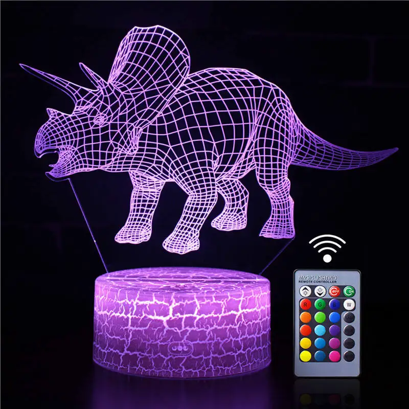 9 Динозавр 3D светодиодный Ночной светильник в натуральную величину Велоцираптор пульт дистанционного управления настольная лампа Иллюзия 16 Цвет Декор украшение для животных подарок на детский праздник для рождественской вечеринки - Испускаемый цвет: 9