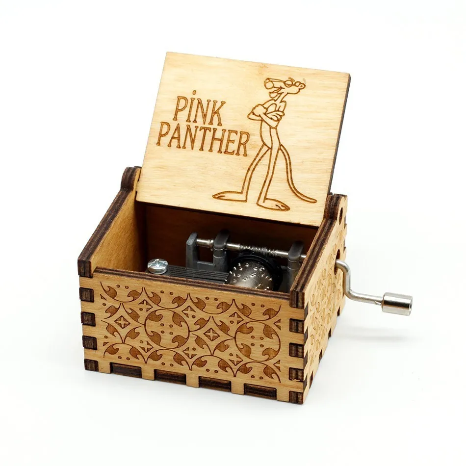 Pinks Panther Подарок 3 вида Сейлор Мун Дейви Джонс Звездные войны Крестный отец Дейви Джонс ручная гравировка музыкальная шкатулка подходит Рождественский подарок - Цвет: Pinks Panther