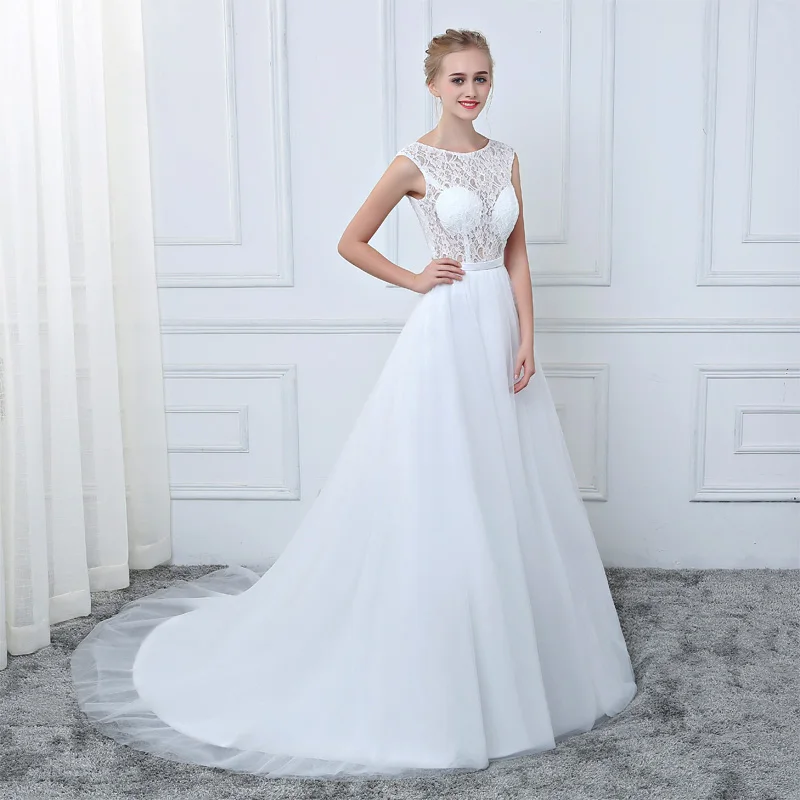 E JUE SHUNG White Lace Wedding Dresses 2018 Backless Cap Sleeves Sheer Sash Beach Gowns robe de mariee vestidos novia | Свадьбы и
