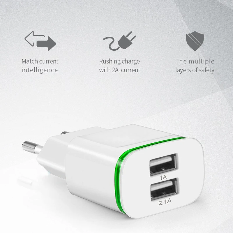 Зарядное устройство USB для iPhone iPad Samsung адаптер 5 В/2 1 А универсальная дорожная