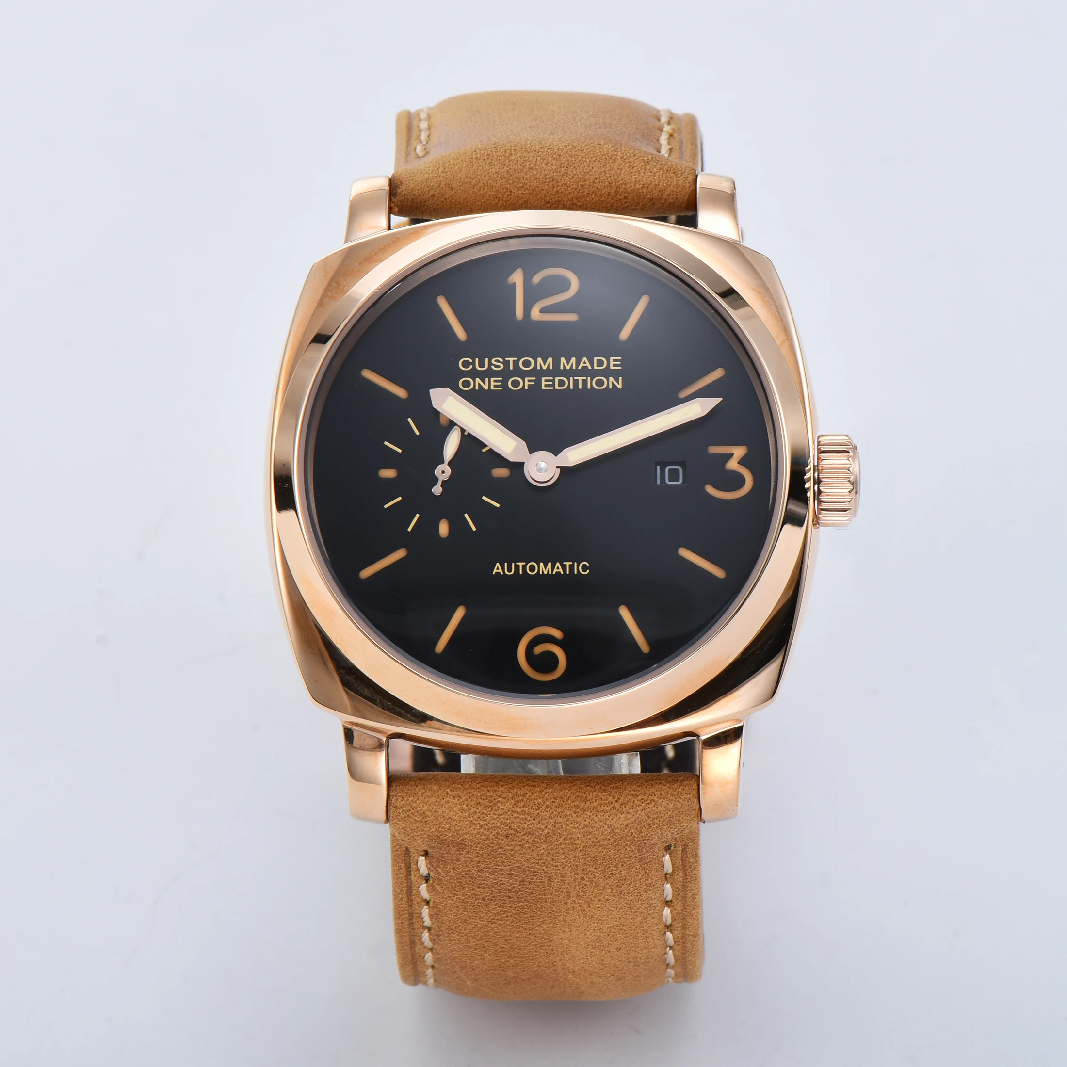 PARNIS автоматический механизм часы parnis47mm роскошный PVD Стальной Чехол кожаный