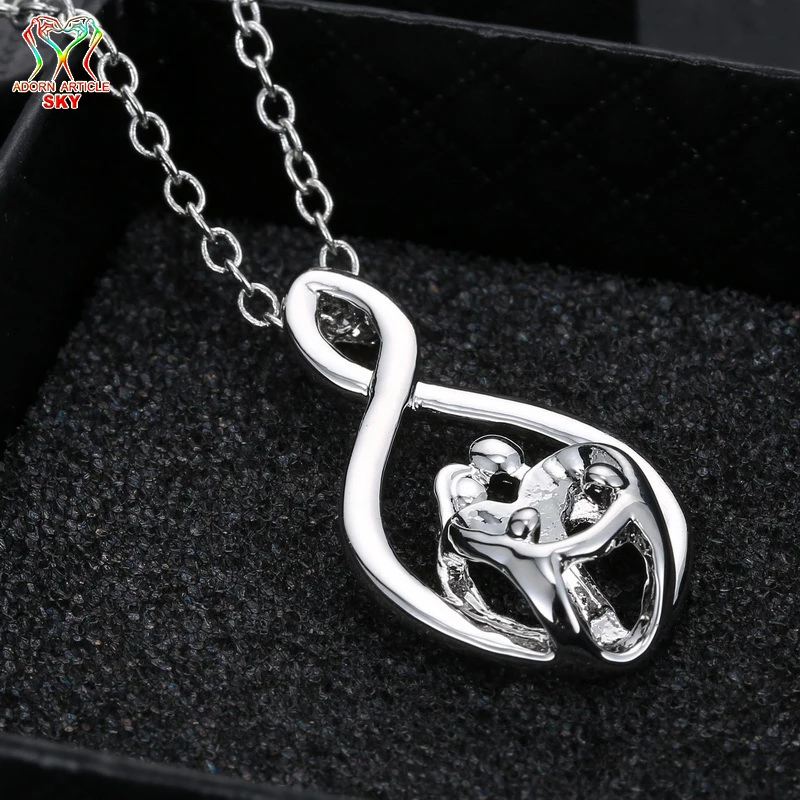 Zinc Alloy Pendant Silver Color Jewelry Parents And Children A Four People Three-Dimensional Hollow Character Necklace Send Love | Украшения