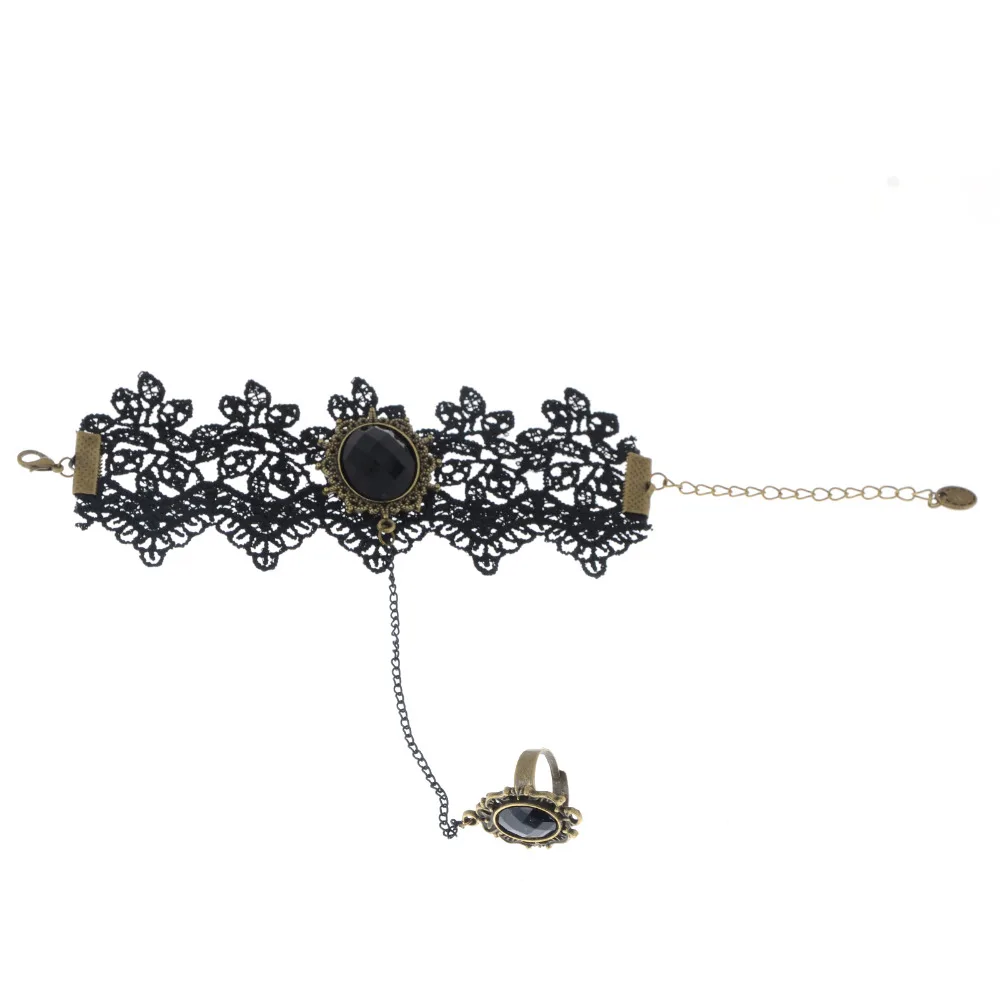 Женский Винтажный кружевной браслет-цепочка ручной работы Goth браслеты с
