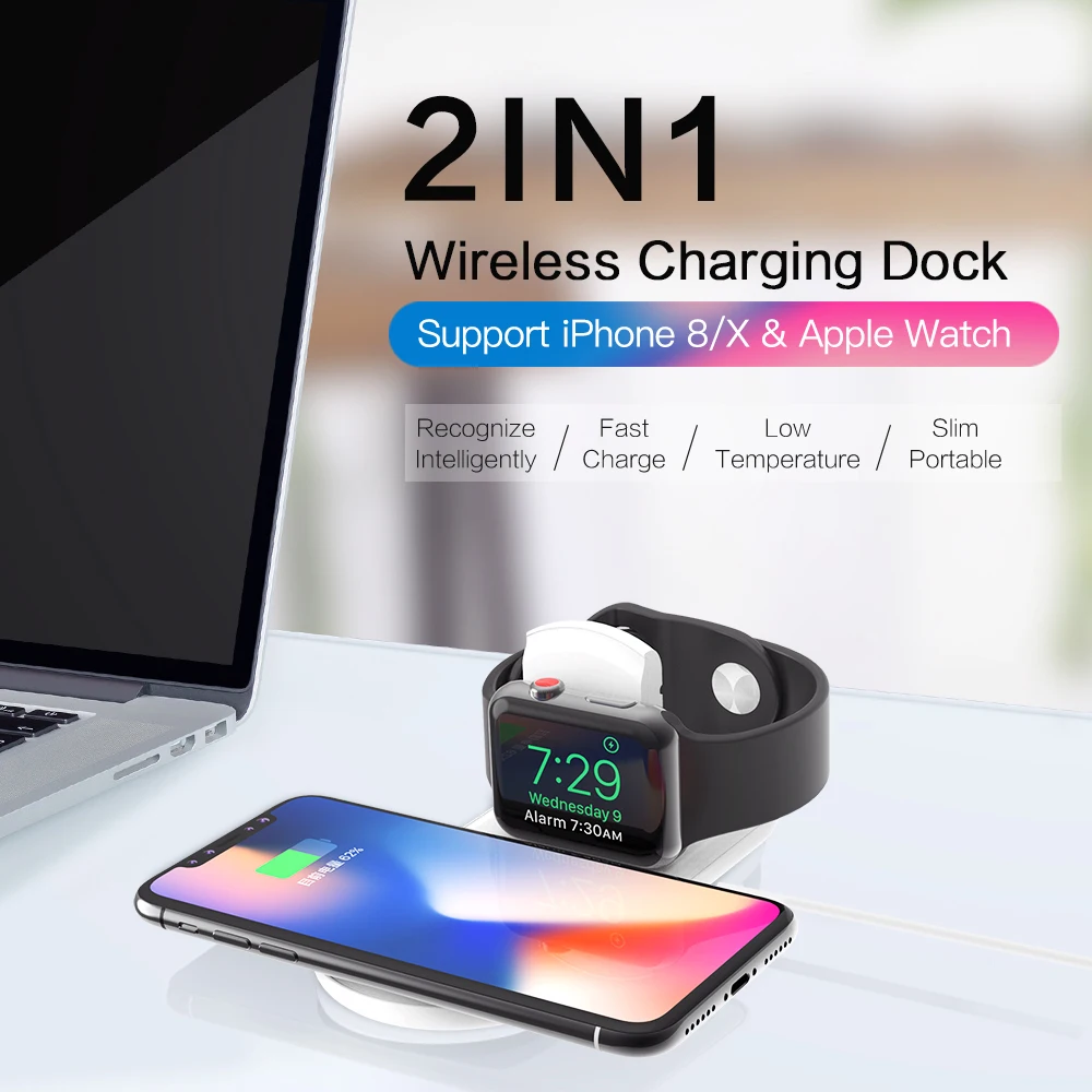 SIKAI 2 в 1 беспроводная зарядная панель для Apple Watch 4/3/2/1 обновленная версия быстрая