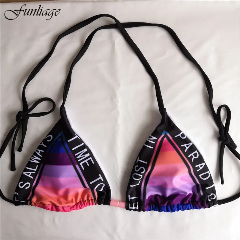 Letter Print Bandage Strap Push Sexy Women Beach Bikini Tankini Monokini Biquini Swimsuit Swimwear Lingerie Bra Bathing Suit | Женская