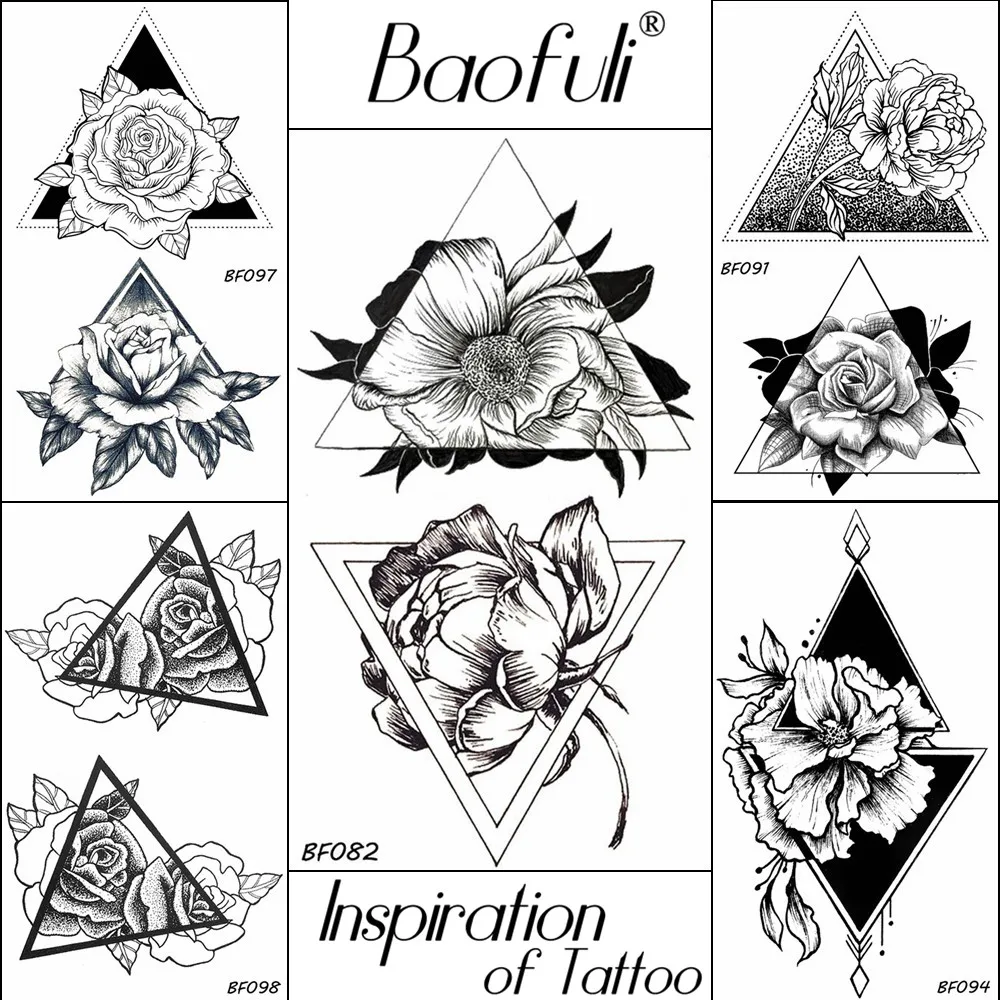 

Женские сексуальные Временные татуировки BAOFULI на шею и лодыжку, цветы, треугольные, водонепроницаемые, искусство тела, черные одноразовые татуировки-наклейки