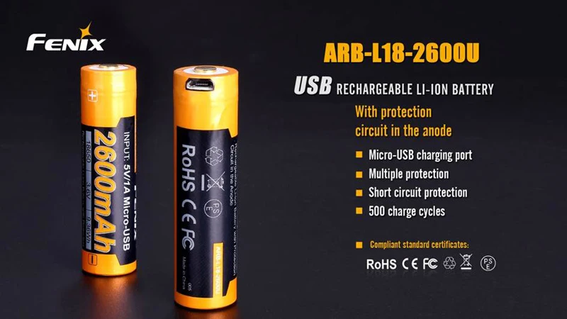 Горячий продукт Fenix ARB-L18-3500U 18650 USB литий-ионная аккумуляторная батарея 3500mAh с микро-usb зарядным портом