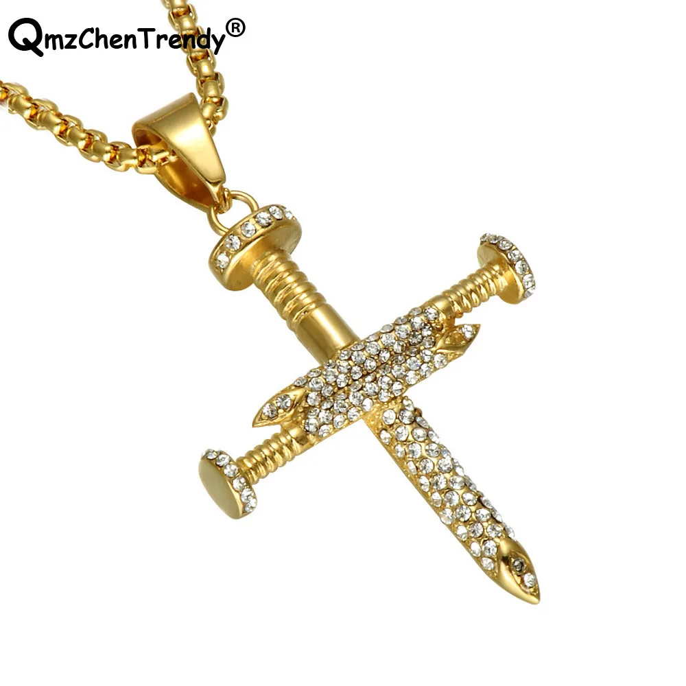 Цепочка с подвеской в виде креста из нержавеющей стали 316L стиле хип хоп|drop