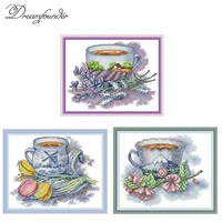 teacup series cross stitch kit aida 14ct 11ct count print canvas stitches embroidery diy handmade needl