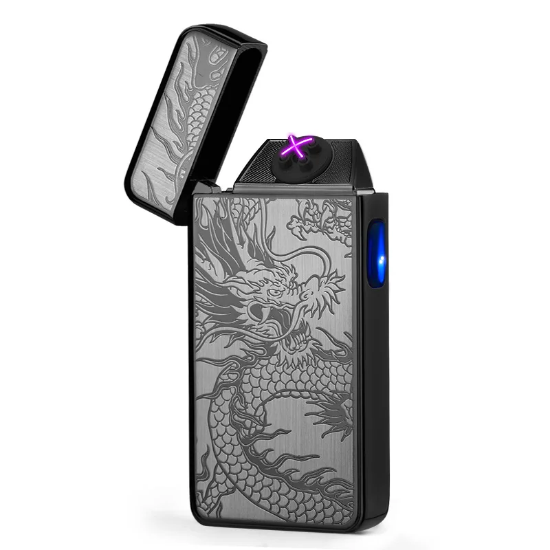 USB Recgargeable двойная дуговая плазменная Зажигалка сенсорный переключатель сигарет