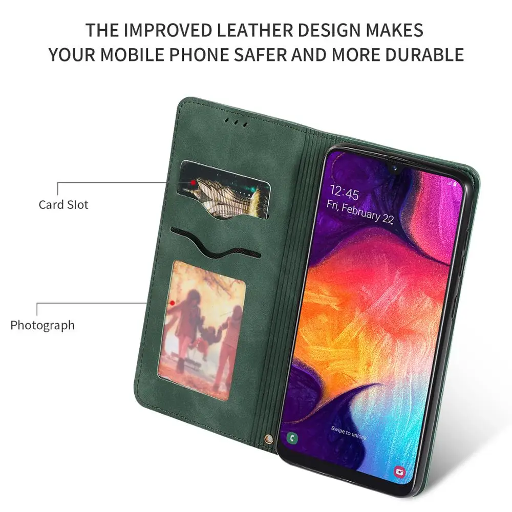 Чехол для samsung Galaxy A50, Роскошный Ретро флип-чехол из искусственной кожи, Магнитный кошелек, чехол с подставкой для samsung A50, A70, A40, A30