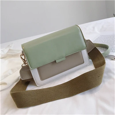 fashion green bag Assezsac PU женская модная сумка через плечо от известного бренда на цепочке, женская сумка на плечо с откидной крышкой, широкий плечевой ремень, сумка-мессенджер - Цвет: fashion green bag