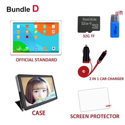 Bundle D Teclast P10 Восьмиядерный 10,1 ''ips планшетный ПК 1920x1200 Android 7,0 Rockchip RK3368 Восьмиядерный 2 ГБ/32 Гб двойная WiFi камера - Комплект: Bundle D