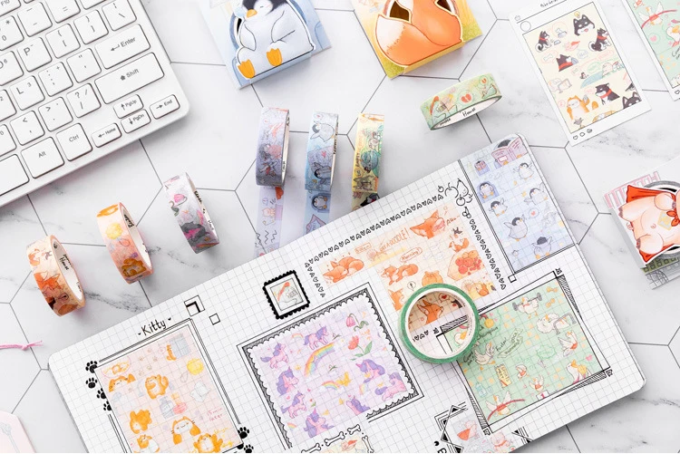 15 мм X 5 м милые животные дневник Diy Васи клейкие ленты декоративные альбом-ежедневник маскирования клейкие ленты клей клейкие ленты Канцелярские Принадлежности для наклеек