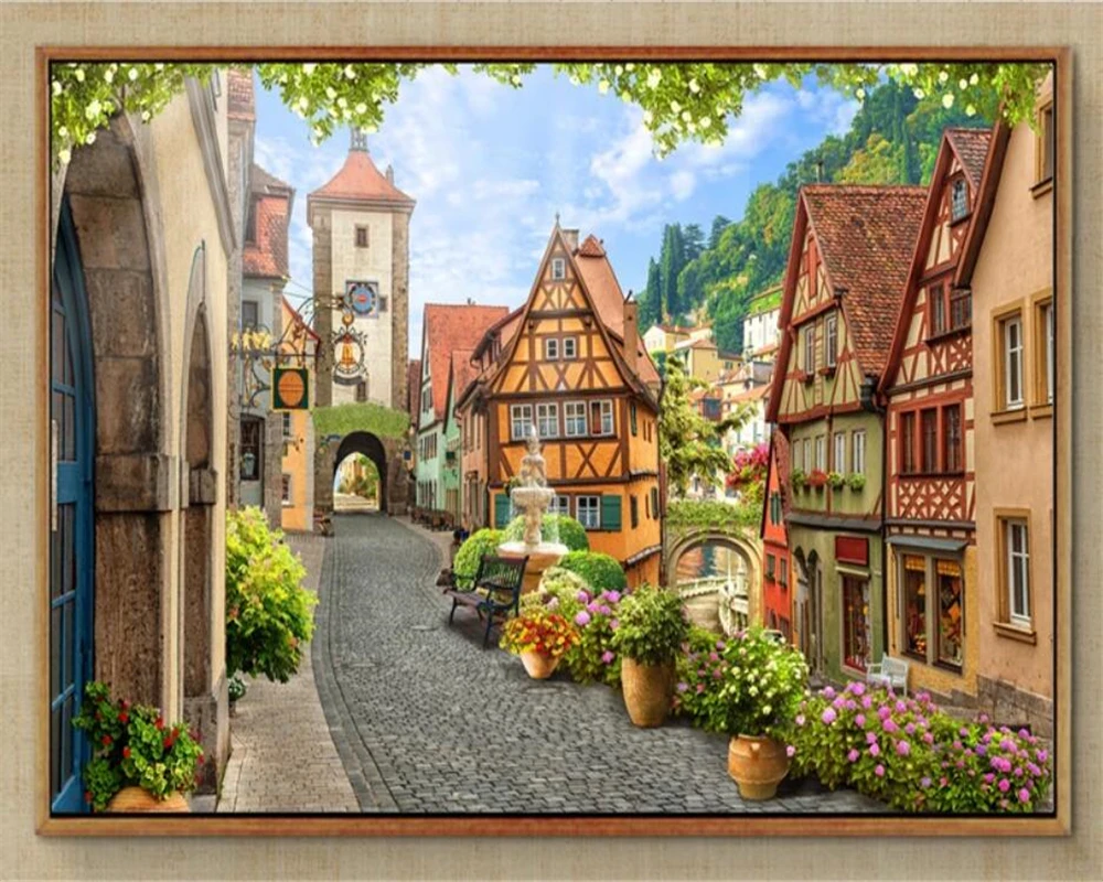 Beibehang пользовательские обои 3d фрески итальянский город улица пейзаж домашний