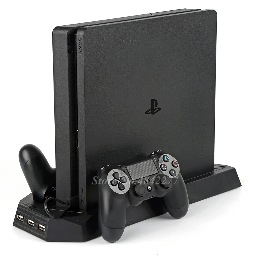 PS4 тонкий вертикальный стенд с кулер вентилятор охлаждения подставка для двух