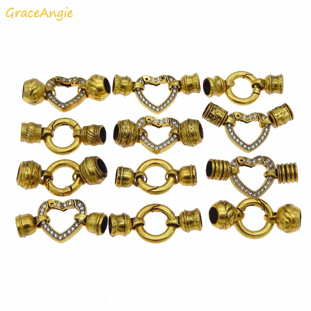 GraceAngie 3 шт./упак. кожаный шнур конец застежки комплект шапочек типа на кожаном шнурке Цепочки и ожерелья браслета Стразы застежка ювелирные изделия