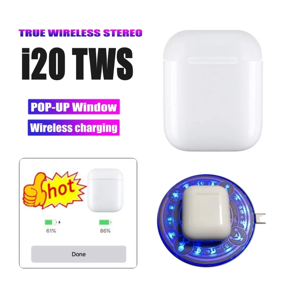 Новое поступление i20 TWS Pop up Функция wrieless Bluetooth 5,0 наушники 5D сенсорный Бас Звук гарнитура PK W1chip i10 i12 i15 i30 tws