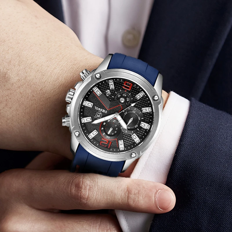 Дизсол мужские часы хронограф спортивные кварцевые Топ бренд класса люкс