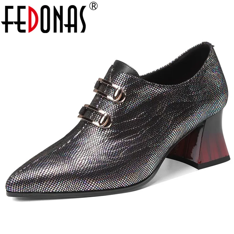 FEDONAS/2020 г. новые весенние элегантные офисные женские туфли с острым носком на