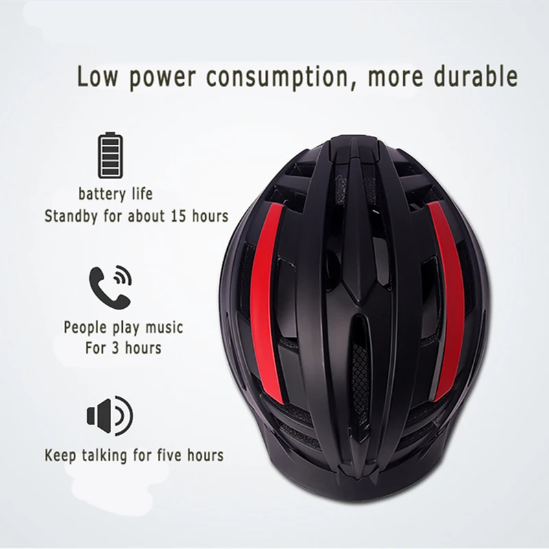 BABAALI Cycling Helmet Intelligent Bluetooth Music ultralight helmet EPS integrated LED men's road night riding Casque 62 | Спорт и