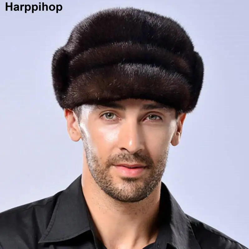 Мужская зимняя меховая шапка модная норковая Меховая теплая подарок на