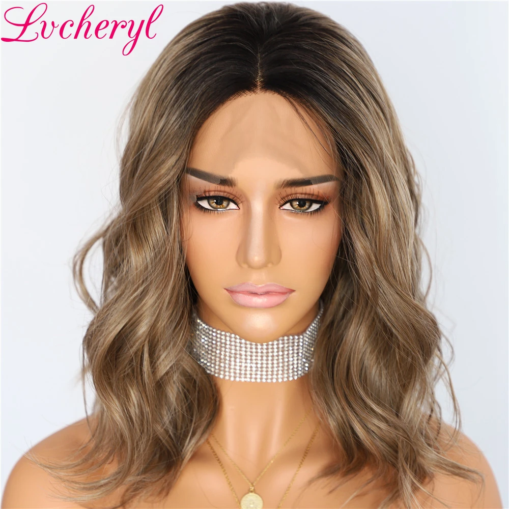 Lvcheryl Новинка темные корни Омбре коричневые волосы ручная работа короткие