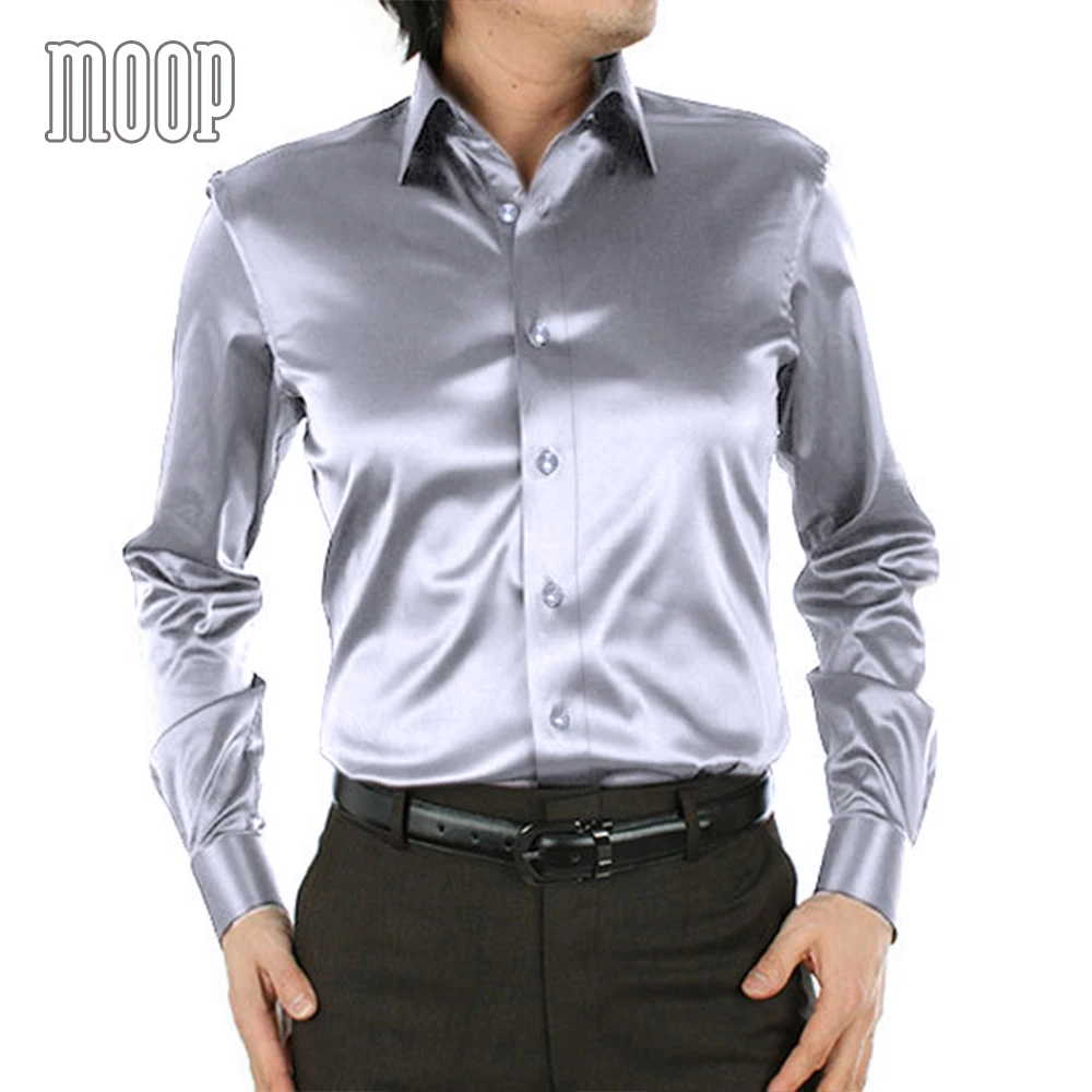 Рубашка мужская деловая 8 цветов LT1521|camisa masculina|silk satin shirt mensatin men |