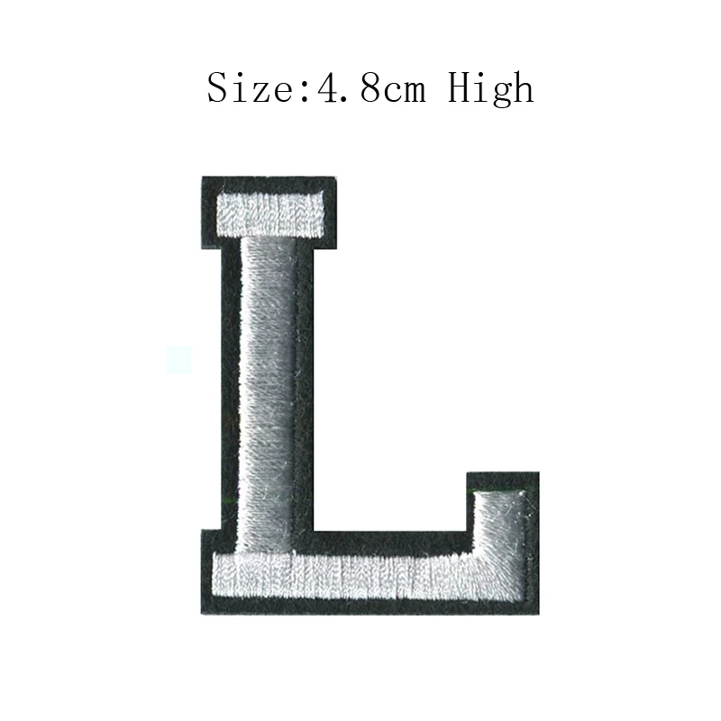 L 1 шт., A-Z, белые и черные английские буквенные надписи, смешанные, вышитые, сшитые на мешке, железные нашивки для одежды, сумки, штаны(высота 48 мм - Цвет: L