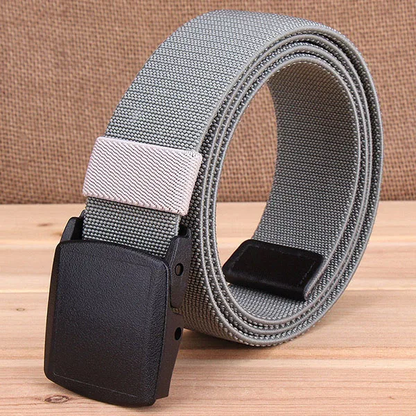 F Light grey Лучший YBT унисекс нейлоновый ремень с пластиковой пряжкой эластичный женский тканевый Повседневный нейлоновый модный спортивный ковбойский мужской ремень - Цвет: F Light grey