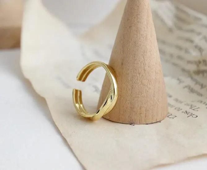 gold Shanice простое 925 Серебряное Открытое кольцо корейское серебро Открытое кольцо INS ткачество переплетенное твист S925 тайское серебро регулируемое - Цвет основного камня: gold