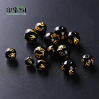 pick size 81012mm black crystal buddhism golden om mani padme hum mantra beads for necklace bracelets diy jewelry making 2952