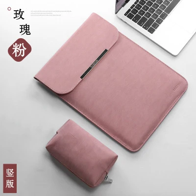 Матовая женская сумка для ноутбука из искусственной кожи 15,6 14 12 11 для macbook Air 13 чехол Pro 15 для Xiaomi Mi 13,3 для ноутбука - Цвет: velvet pink s3