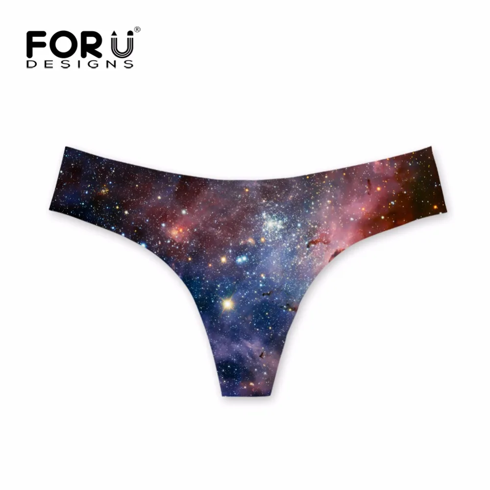 FORUDESIGNS Galaxy Star Space Printed Sexy G String Women Brand Designer Seamless Briefs Underwear Fashion Feminie Panties Thong|Женские