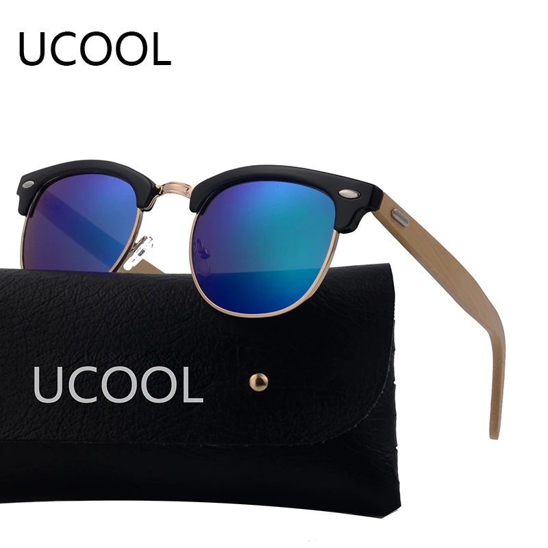 Ucool модные Повседневное Ретро древесины бамбука Солнцезащитные очки для женщин