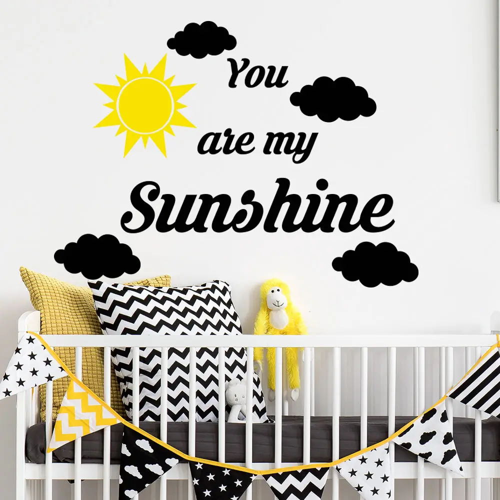 

С принтом «You Are My Sunshine наклейка-цитата на стену облако Виниловые Съемный буквы детские художественный дизайн настенный Декор стены Стикеры ...