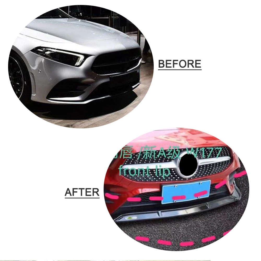 Для W177 авто передний бампер спойлер для Mercedes Benz A Class A180 A200 A45 AMG Sport 2019 Carbon / Black 3